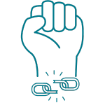 Ręka z zerwanym łańcuchem