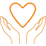 Ikona z otwartymi dłońmi pomiędzy którymi jest serce